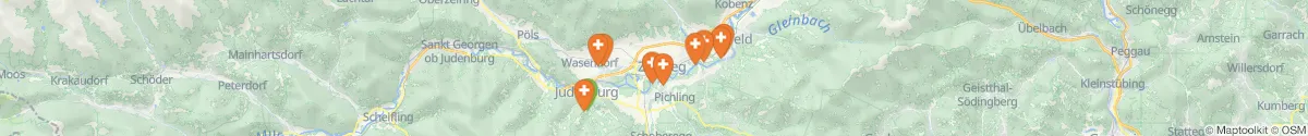 Kartenansicht für Apotheken-Notdienste in der Nähe von Weißkirchen in Steiermark (Murtal, Steiermark)